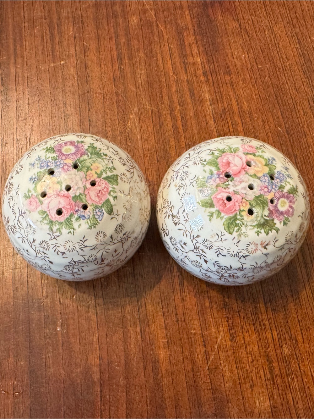 Vintage floral ceramic pomanders